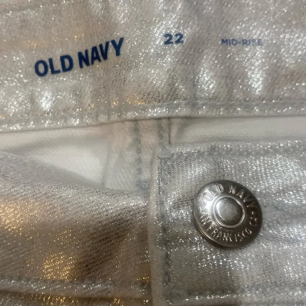 Old Navy Silver Shine Mid-Rise OG Mini Skirt